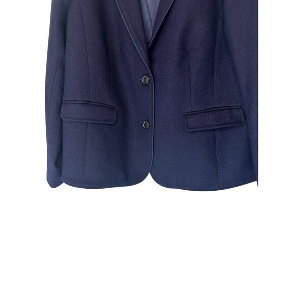 Talbots Plus Blue Office Work Herringbone Wool Blend Aberdeen Blazer Size 16 - Picture 4 of 12